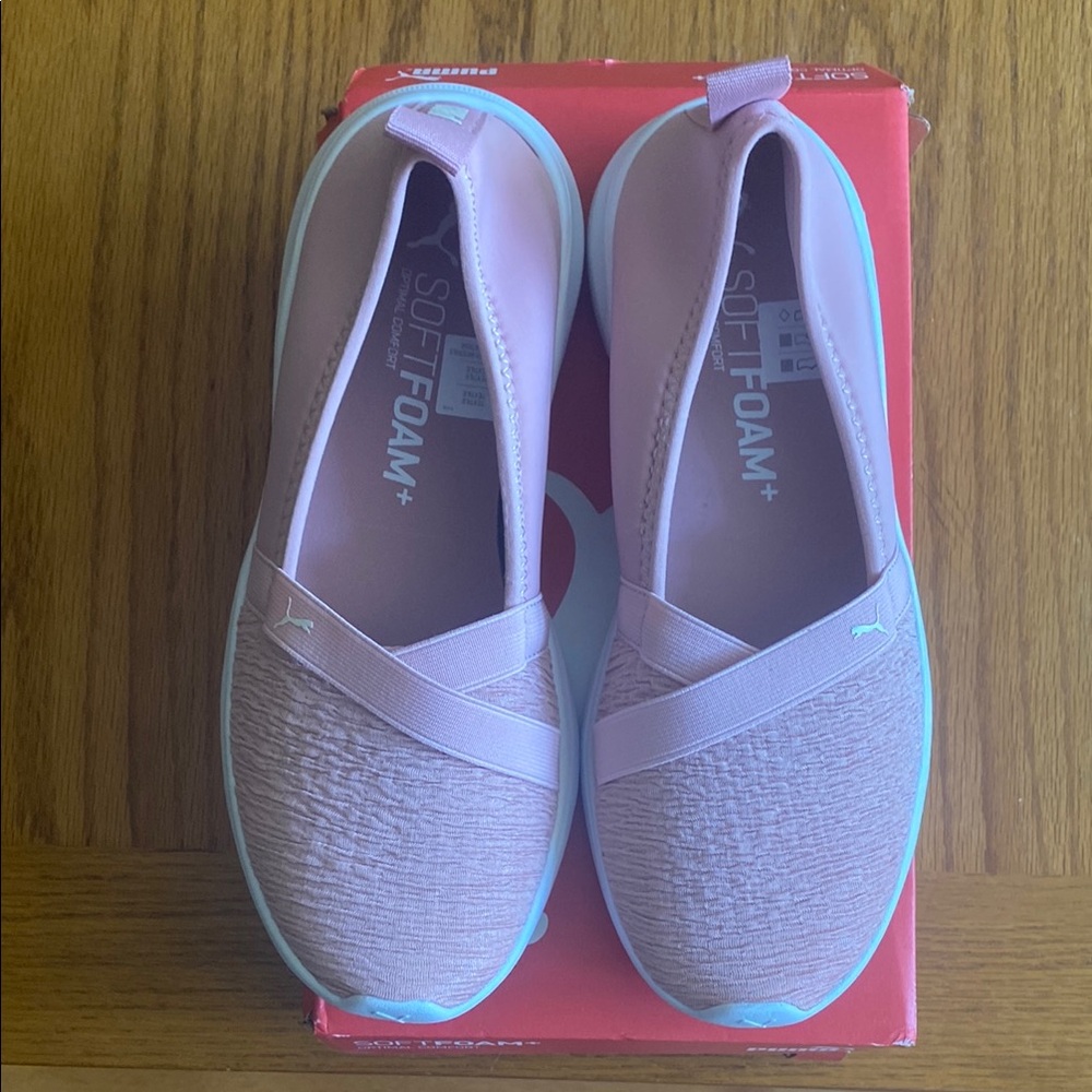 Puma Pink Slip-On Sneakers with White Trim (New with Box)